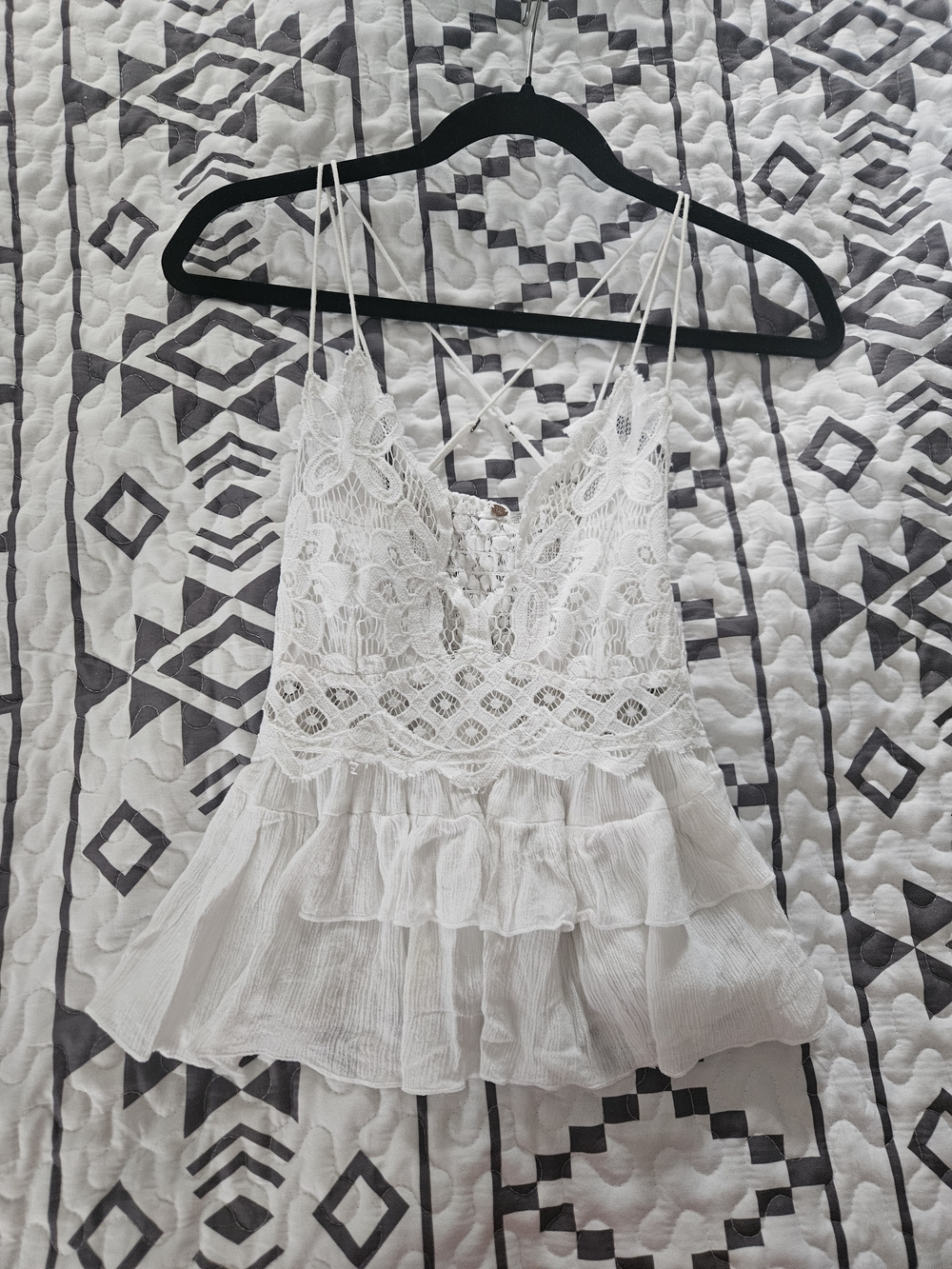 Free People White Lace Ruffle Camisole